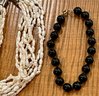 830 Silver & Freshwater Pearl Multi Strand Bracelet - Black Stone - Joan Rivers Enamel Heart  & Earrings