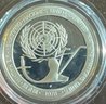 1978 Franklin Mint Sterling Silver United Nations Peace Medal With Paperwork, Original Box, & Plastic Case