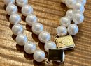 585 14K Gold LTP Creamy Pearl Multi Strand 7' Bracelet In Box