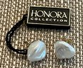 Honora 14K Gold And Large Freshwater Pearl Earrings In Original Box