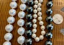 Joan River 116' Faux Pearl Necklace With Matching Earrings - Two Faux Pearl Necklaces & Stretch Bracelet