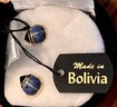 14K Gold And Blue Enamel Lady Bug Earrings In Lady Bug Velvet Box With Original Tag Made In Bolivia