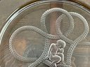 1940s Signed Lalique Crystal Art Glass Plate Cherub
