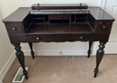 Antique Silet Writing Desk Carved Wooden Dovetail Drawers