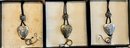 3 Gold And Silver Tone Vintage Heart Pendants With Black Silk Cords