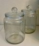 2 White Faux Wicker Baskets, 2 Glass Lidded Storage Jars