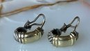 David Yurman Earrings Two Tone Sterling Silver And 14K Gold Cable Omega Back Shrimp Earrings 10 Grams