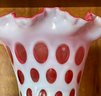 Rare Vintage Fenton Art Glass Coin Dot Large Ruffle Vase