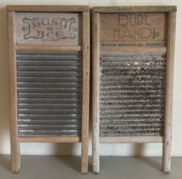 (2) Small Antique Washboards - Busy Bee No. 16 And Dubl Handi