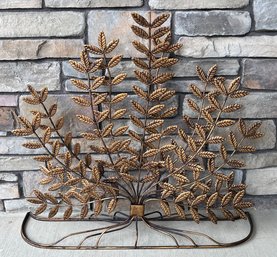 Copper Tone 36' X 31' Solid Metal Leaf Decor Sculpture (as Is)