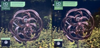 HD Designs Outdoor Wind Spinners With Solar LED Globe And Original Boxes