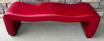 Modern Red Leather 55' Bench