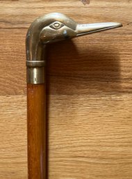 Vintage 34.5' Cane With Removable Brass Mallard Finial