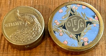 2 Art Deco Powder Compacts - Nylotis Rouge  Compact & Otesa Art Nouveau Powder Compact