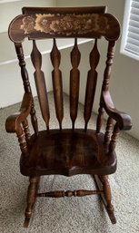 Vintage Solid Wood Hand Painted Rocking Chair