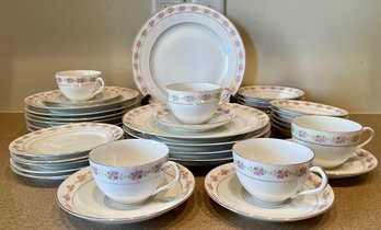 Antique MZ Austria Pink Roses And Gold Trim Dinnerware - Plates, Cups, Saucers, Bowls, Side Plates