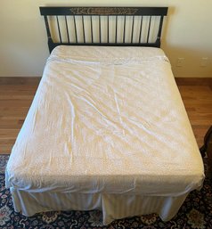 Antique Hitchcock Full Size Head Board With Serta Mattress, Box Spring And Metal Frame