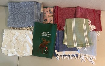 Small Linen Lot - White Lace, Holiday, And More