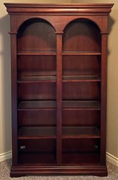 78' Dark Wood And Veneer Lighted Shelf With Glass Shelf Inserts