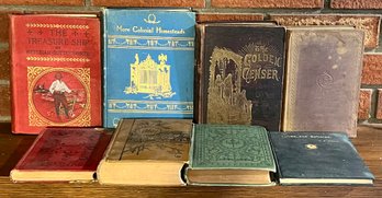 (8) Late 1800s Hardback Books - The Golden Censer, St. Philip's, Treasure Ship, Virgil Interlinear, & More