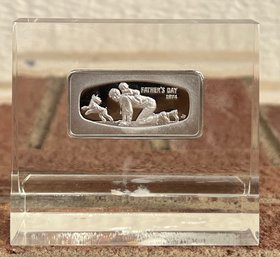 Franklin Mint 1000 Grain Sterling Silver Father's Day 1974 Ingot Encased