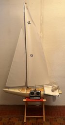 Vintage Infinity Model Electric Sailboat With Remote And Stand (as Is)