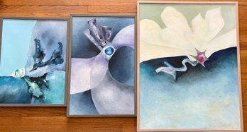 (3) Vintage Abstract Oil Paintings By Howe - Eye On The Rocks, Eye On The Arches, Eye Of The Pedals