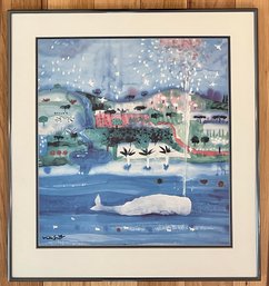 Original Signed Mike - The Whale Is The Rain, The Raindrops Are Doves - Watercolor