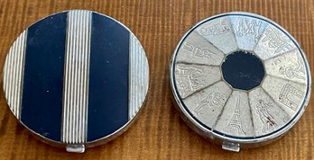 (2) Bourjois Evening In Paris 1930's Blue And Silver Round Compacts - (1) With Puff