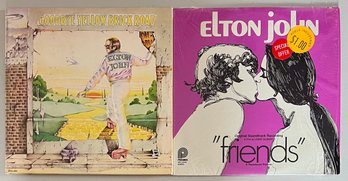 (2) Vintage Elton John Vinyl Albums Good Bye Yellow Brick Road Double And Friends