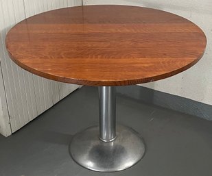 Vintage Chrome Base 39.5 Inch Table With Wood Top