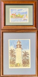 (2) NE Kennedy Signed Water Color Prints - Key West Lighthouse, Southernmost Sail