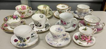 (11) Tea Cups And Saucers - Royal Doulton, Adderley, Parragon, Foley, Royal Ascot, And More