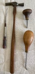 Antique Germanie Silversmiths Jewelers Hammer With Ezra Bowman Antique Watch Tool (as Is), And More