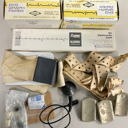 Vintage Medical Equipment - EKG Straps, Graff Paper, Electro Cardio Guide, Monitor, And More