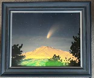 Vintage Lighted Mountain Landscape Shadowbox Wall Hanging