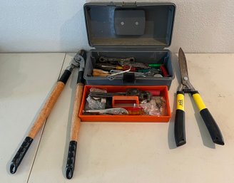 Benchmaster Plastic Tool Box With Contents - Pliers, Screwdrivers, Wrenches, Shears, And More