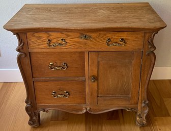 Antique Oak Commode With Brass Hardware ( As Is )