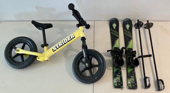 Kids Strider Bike And A Pair Of Lucky Bums First Tracks Toddler Beginner Skis