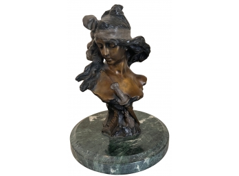 ' Salome ' Art Nouveau 14' Bronze Bust By Alfred Jean Foretay