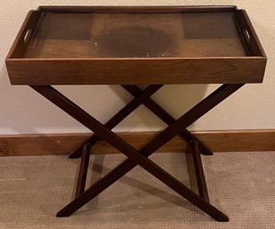 Wood Butler TV Table With Serving Tray