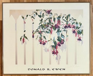 Donald R. Ewen Signed Print Bleeding Hearts Watercolor In Custom Frame