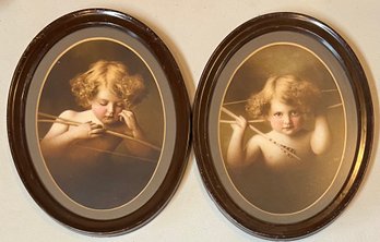 Pair Of Antique 8' X 10' MB Parkinson Cupid Prints