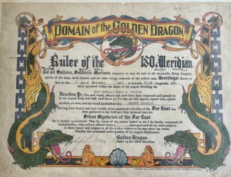 Domain Of The Golden Dragon Copyright 1944 Lloyd Wofford Silent Mysteries Of The Far East Certificate