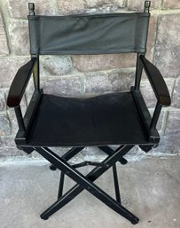 Black Folding Wood And Leather Chair