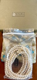 Honora Cultured Freshwater Pearl 6mm Ringed 80' Necklace In Original Box And Packaging