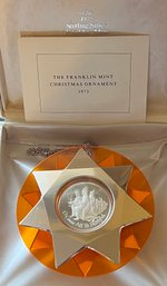1973 O Come All Ye Faithful Franklin Mint Sterling Silver Christmas Ornament With Original Box