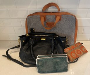 Lordag & Sondag Tote Bag With J. Crew Black Leather Purse - Hobo Green Leather Bag & Maruca Wallet