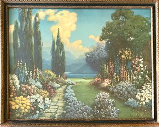 Vintage Robert Atkinson Fox English Garden 19.5' X 15.5' Print In Original Frame