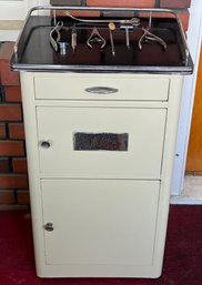 Vintage Steel Dental Cabinet With Contents Including Dental Tools And Trays -